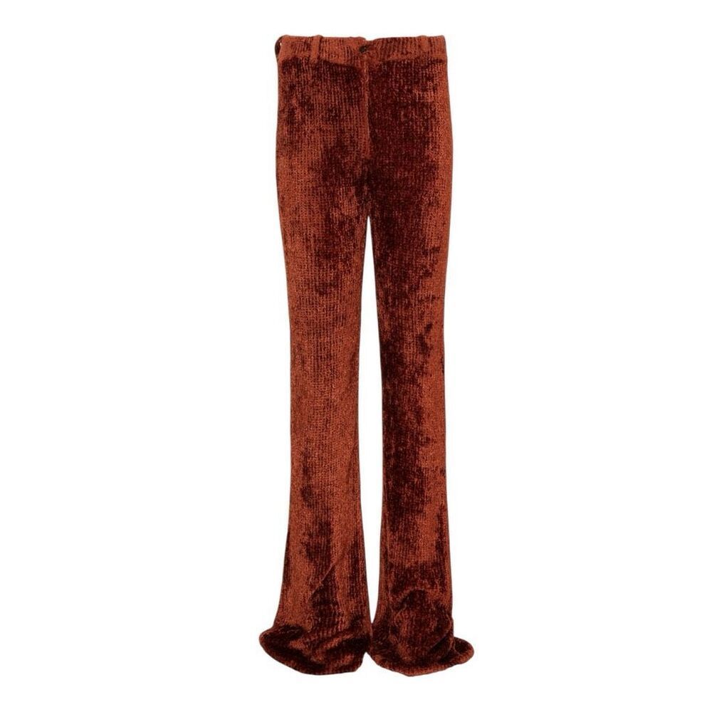 New Aya Muse Cyro Pants Xs Rust Brown Chenille Knit Flare Zip Fly High Rise